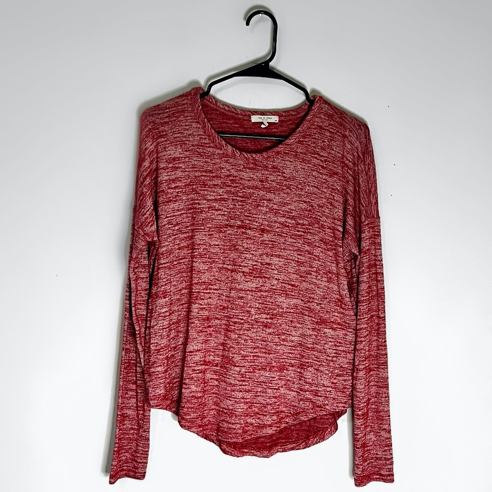 Rag & Bone New York Ruby Red Lightweight Knit Ove… - image 1